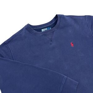 VTG 90s Polo Ralph Lauren Sweatshirt Made in USA Men's Blue Large Pullover Pony